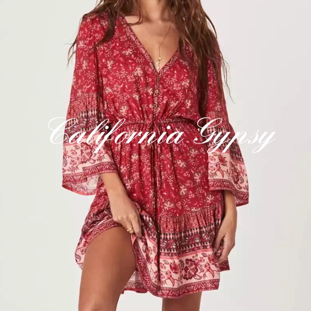 LAST ONE Floral Lantern Sleeve Mini Dress - Picture 3 of 15